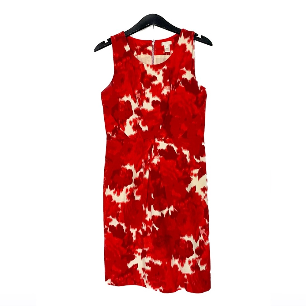 J.Crew floral Winsome Super 120’s Dress in Blurry rose, red and cream pattern, 4